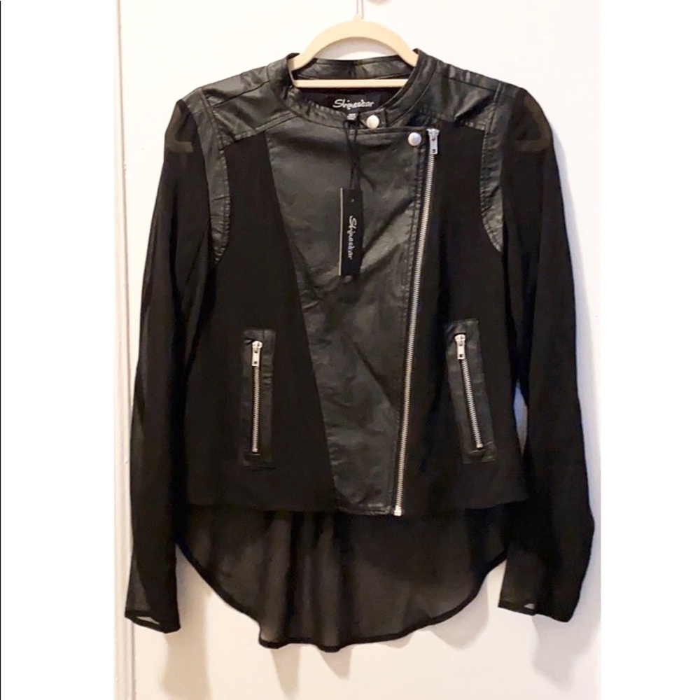 Shinestar Black Faux Leather Jacket